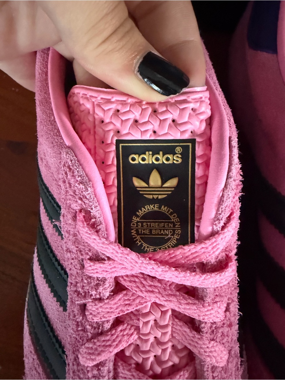 adidas Pink Suede Sneakers with black Stripes - Picture 8 of 13